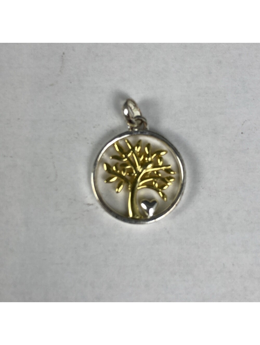 LA TH .925 Sterling Two Tone Tree of Life & Heart "My Family My Love" Pendant